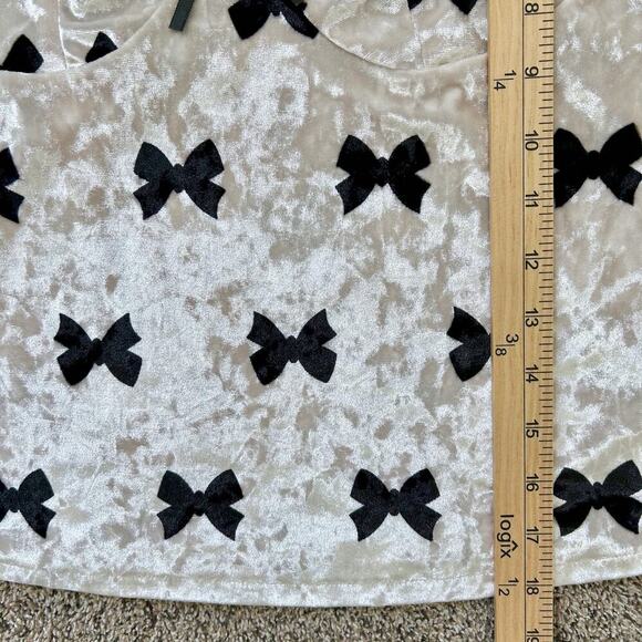 Bow Printed Velvet Coquette Glam Y2K Style Slip Cami Halter Lace Trim Top SMALL - Picture 6 of 6